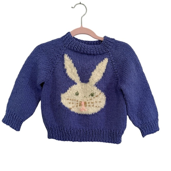 Other - Handmade knit Sweater with Bunny Design Easter Size 3/4